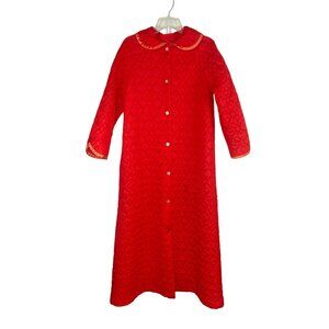 Texsheen Lingerie Vintage Quilted House Coat Robe Red Size M